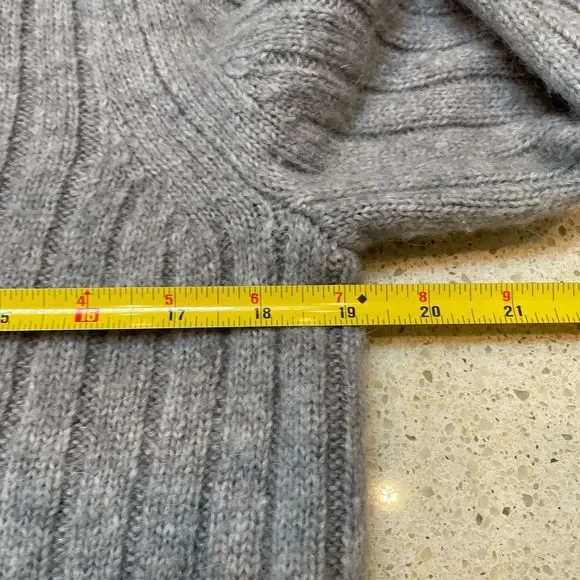 Banana Republic Womens M Mitzi Cropped Ribbed Cardigan Sweater Wool Alpaca Gray - Picture 9 of 10